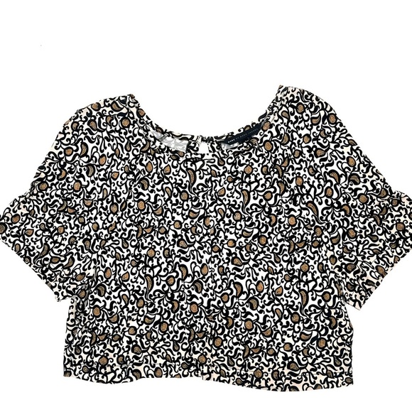 Marc Jacobs Short Sleeve Top Black & Tan Classy Top Paisley Sz Small - Picture 4 of 11